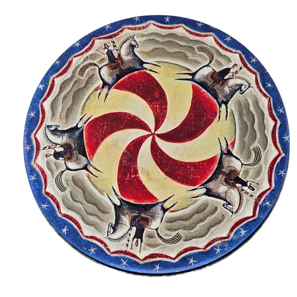 Vintage Century Resources Decorative Tin Carousel Horse Design Round 6.75" Round